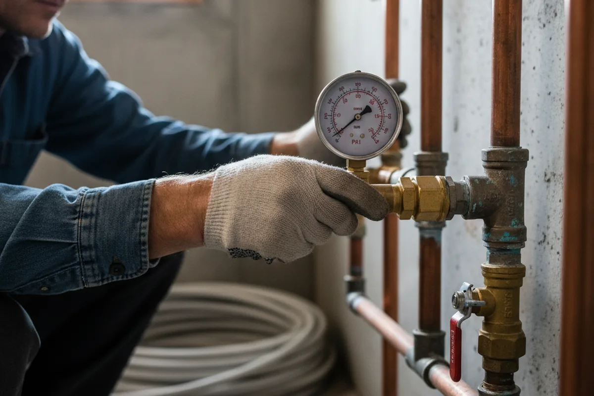 Pressure testing a repaired line during Water Line Repair in Nevada